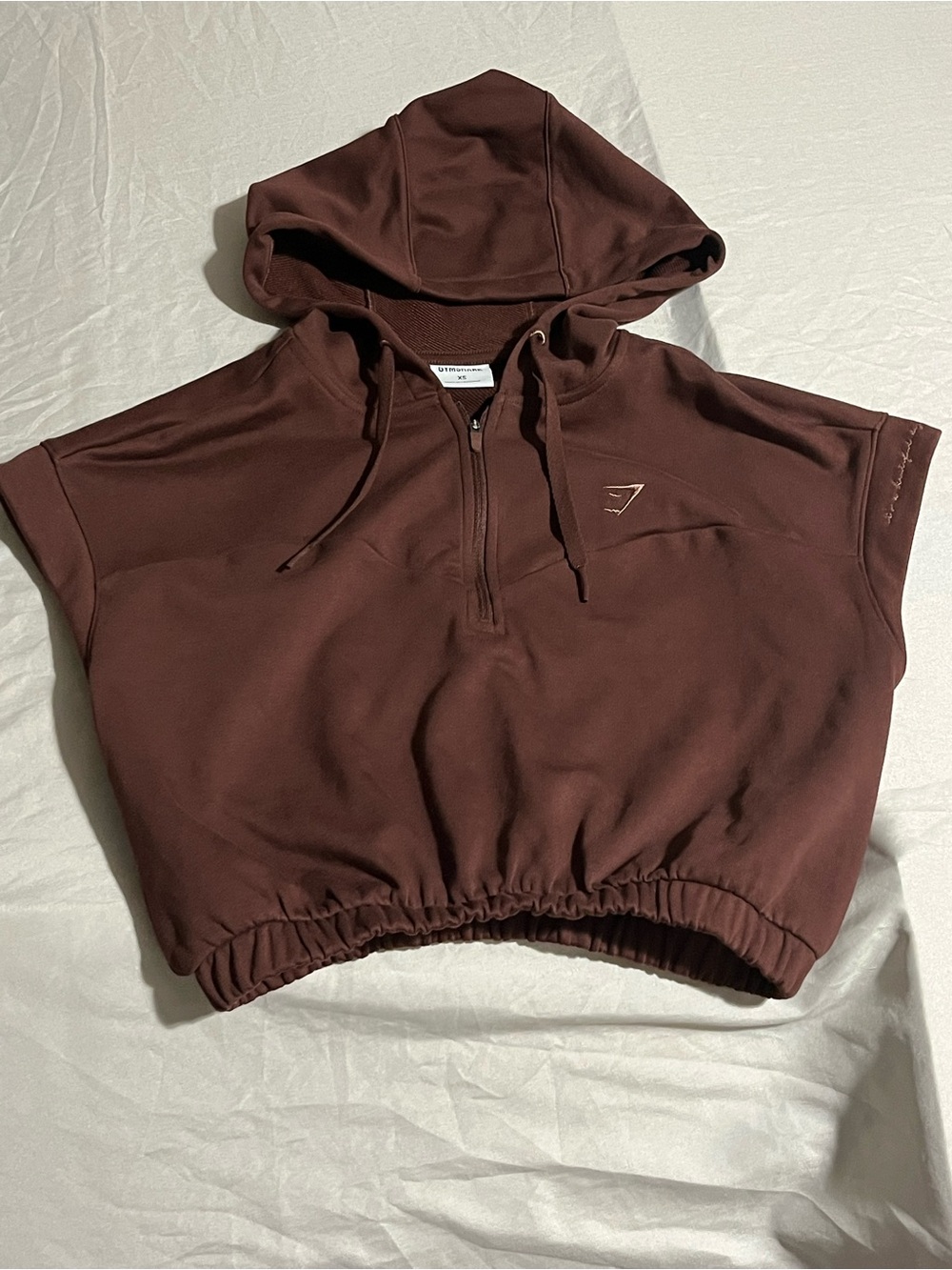 Gymshark Women's Cropped Half-Zip Hoodie in Chocolate Brown Women’s Size XS